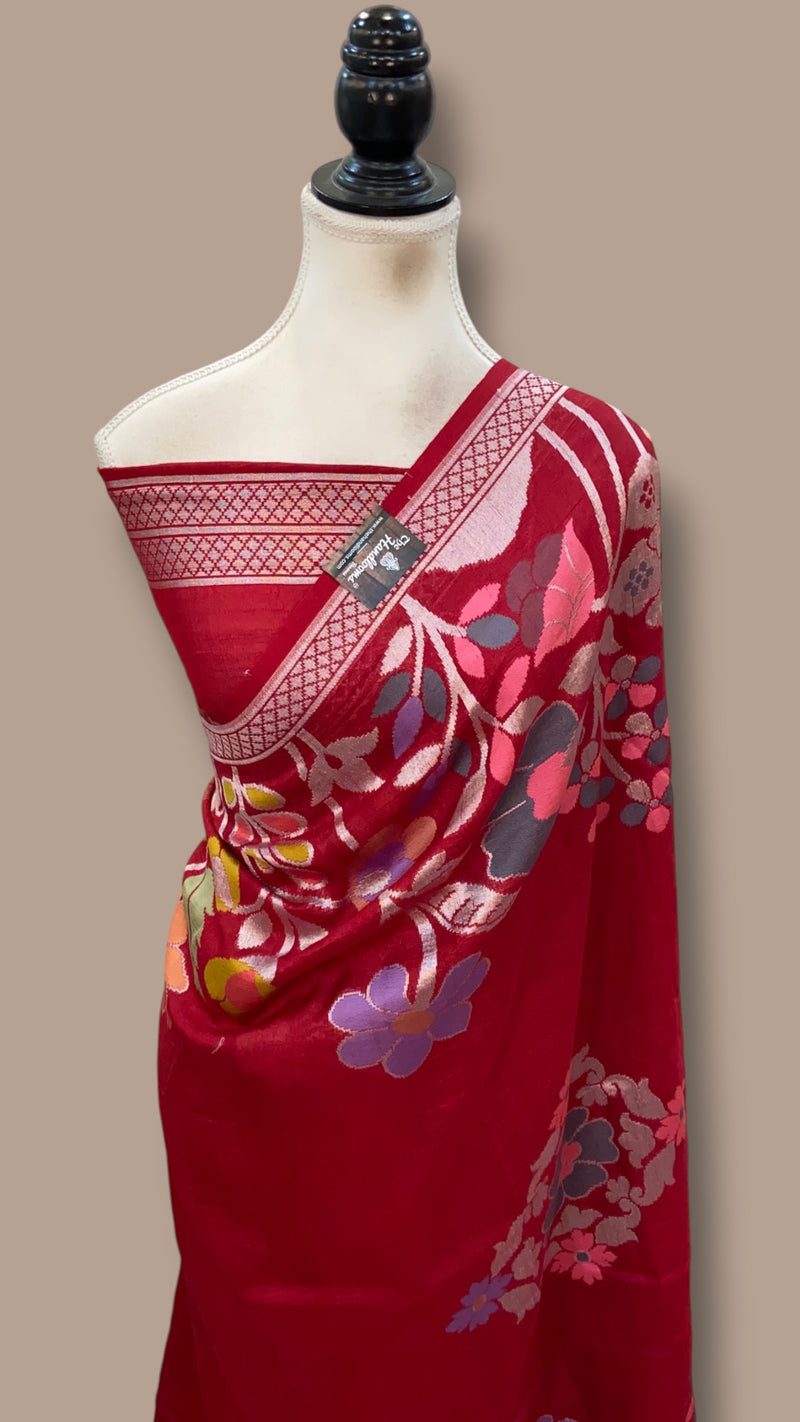 Pure Tussar Georgette Handloom Banarasi Saree With Meenakari