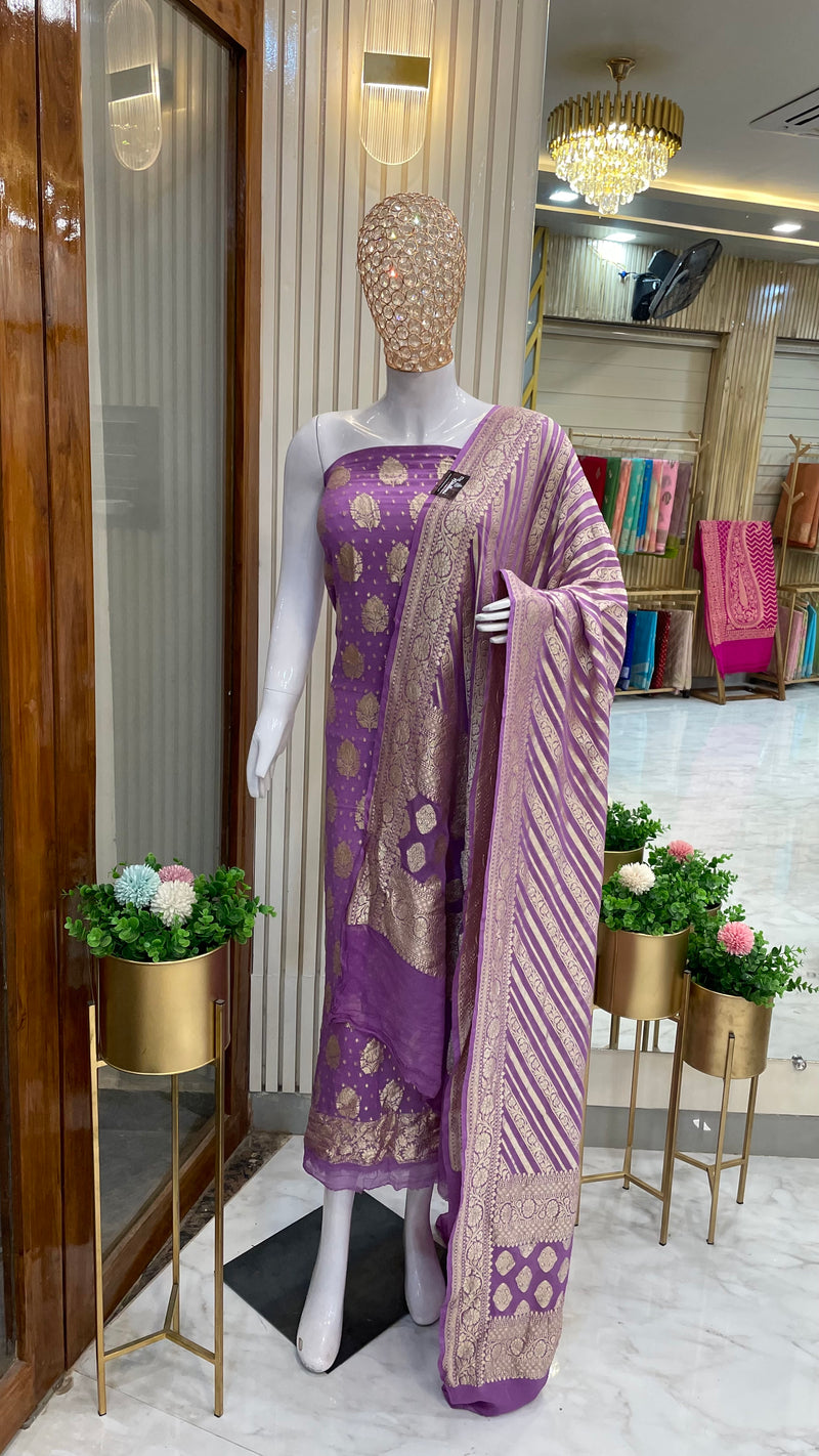 Khaddi Georgette Handlooms Banarasi Dress material - The Handlooms