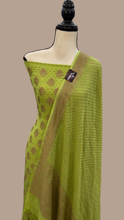Pure Khaddi Georgette Banarasi Dress material - Antique Zari - The Handlooms