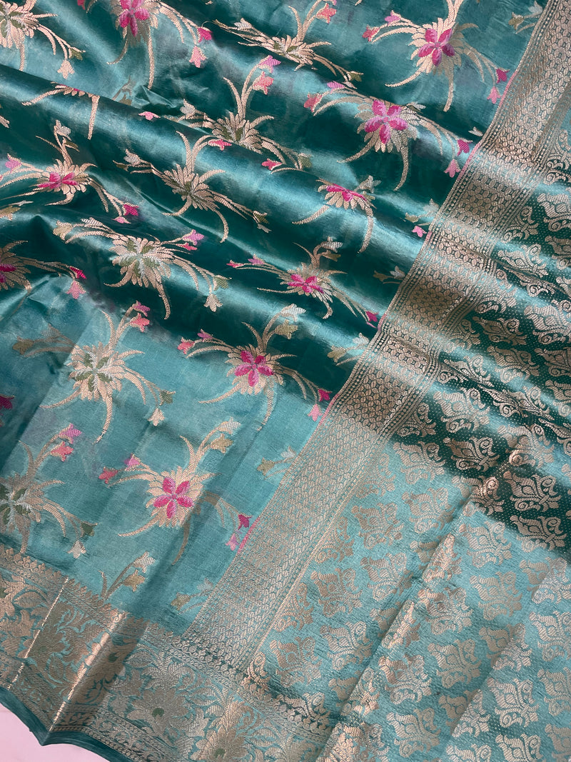 Pure Dupion Silk Banarasi Saree - Gold Zari - The Handlooms