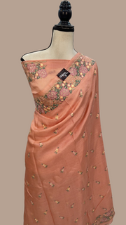Tussar Silk Handloom Banarasi Saree With Chikankari - The Handlooms
