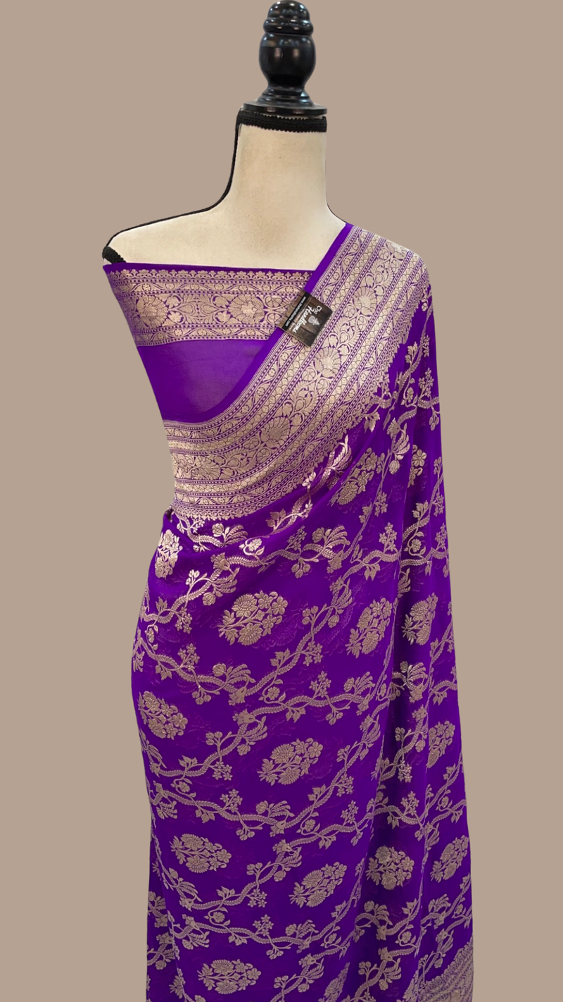 Khaddi Georgette Handloom Banarasi Saree - The Handlooms