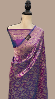 Pure Katan Silk Banarasi Handloom Saree - All over Sona Roopa Jaal work - The Handlooms
