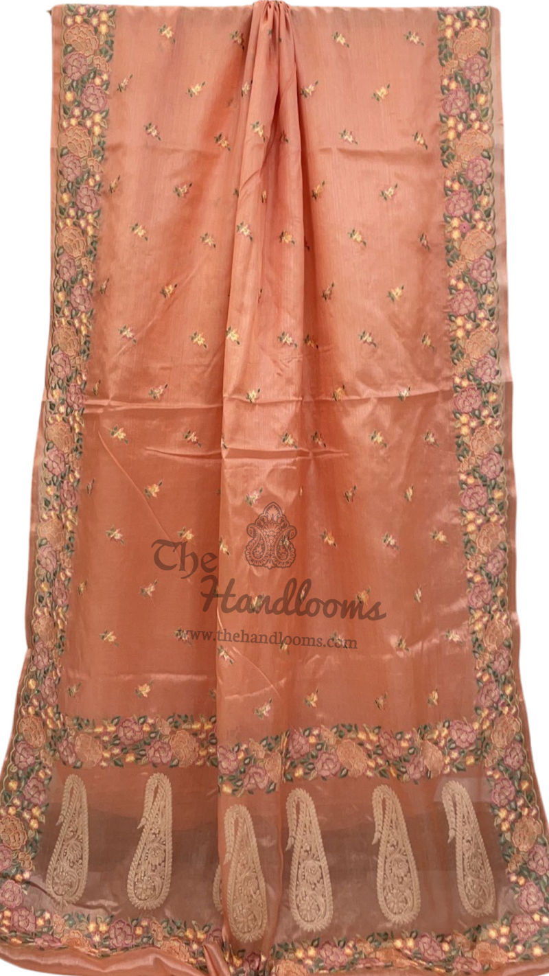 Tussar Silk Handloom Banarasi Saree With Chikankari - The Handlooms