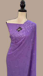 Pure Georgette Chikankari Handloom Banarasi Saree - The Handlooms