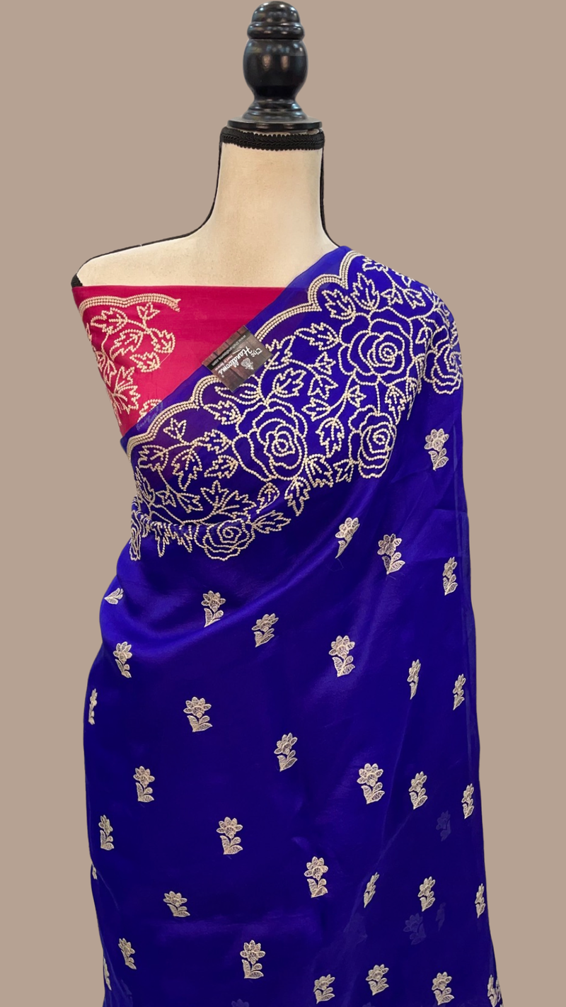 Organza Chikankari Handloom Banarasi Saree - The Handlooms