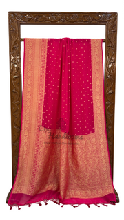 Pure Khaddi Georgette Handloom Banarasi Saree - Gold zari - The Handlooms