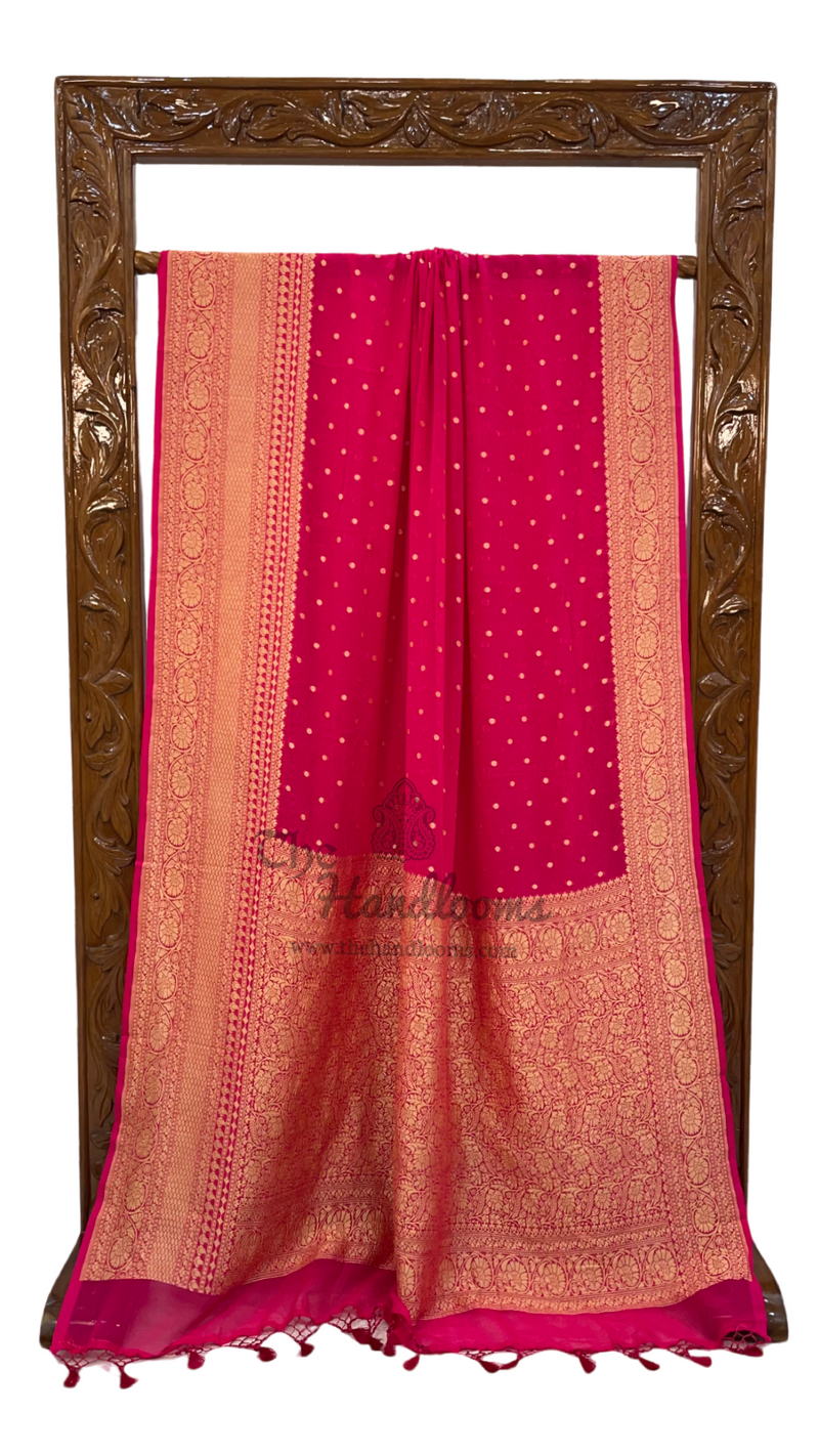 Pure Khaddi Georgette Handloom Banarasi Saree - Gold zari - The Handlooms