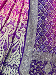 Pure Khaddi Georgette Bandhani Handloom Banarasi Lehenga - The Handlooms