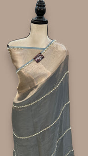 Pure Kora Tissue Handloom Banarasi Saree - Handwork - The Handlooms