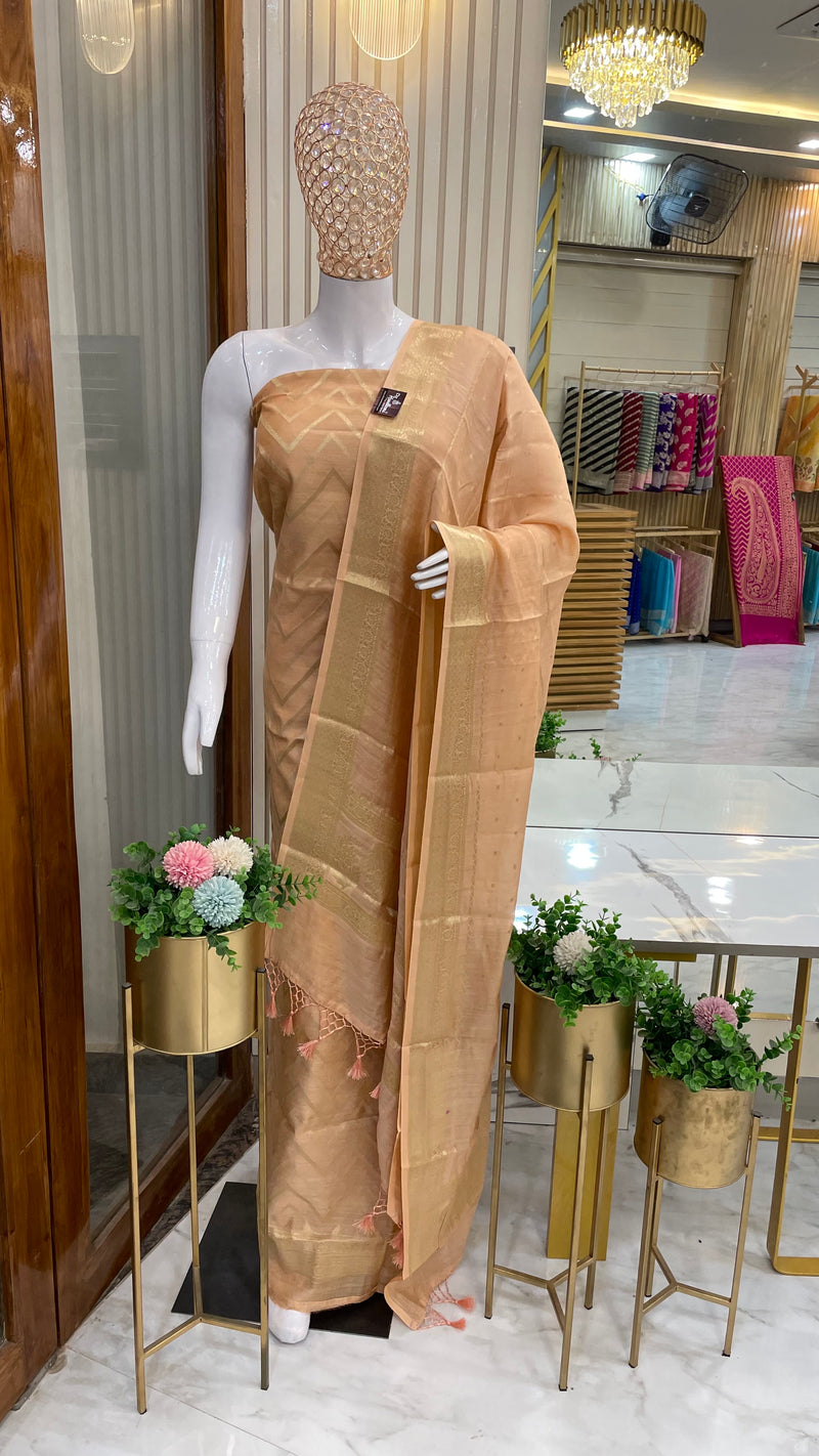 Pure Moonga Silk Banarasi Handloom Dress material - The Handlooms