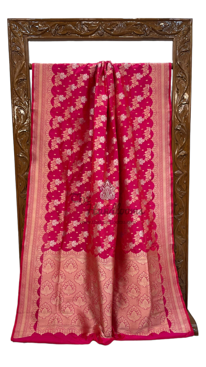 Pure Katan Silk Banarasi Handloom Saree - All over Sona Roopa Jaal work - The Handlooms