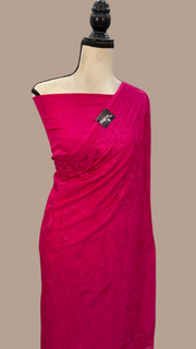 Pure Georgette Chikankari Handloom Banarasi Saree - The Handlooms