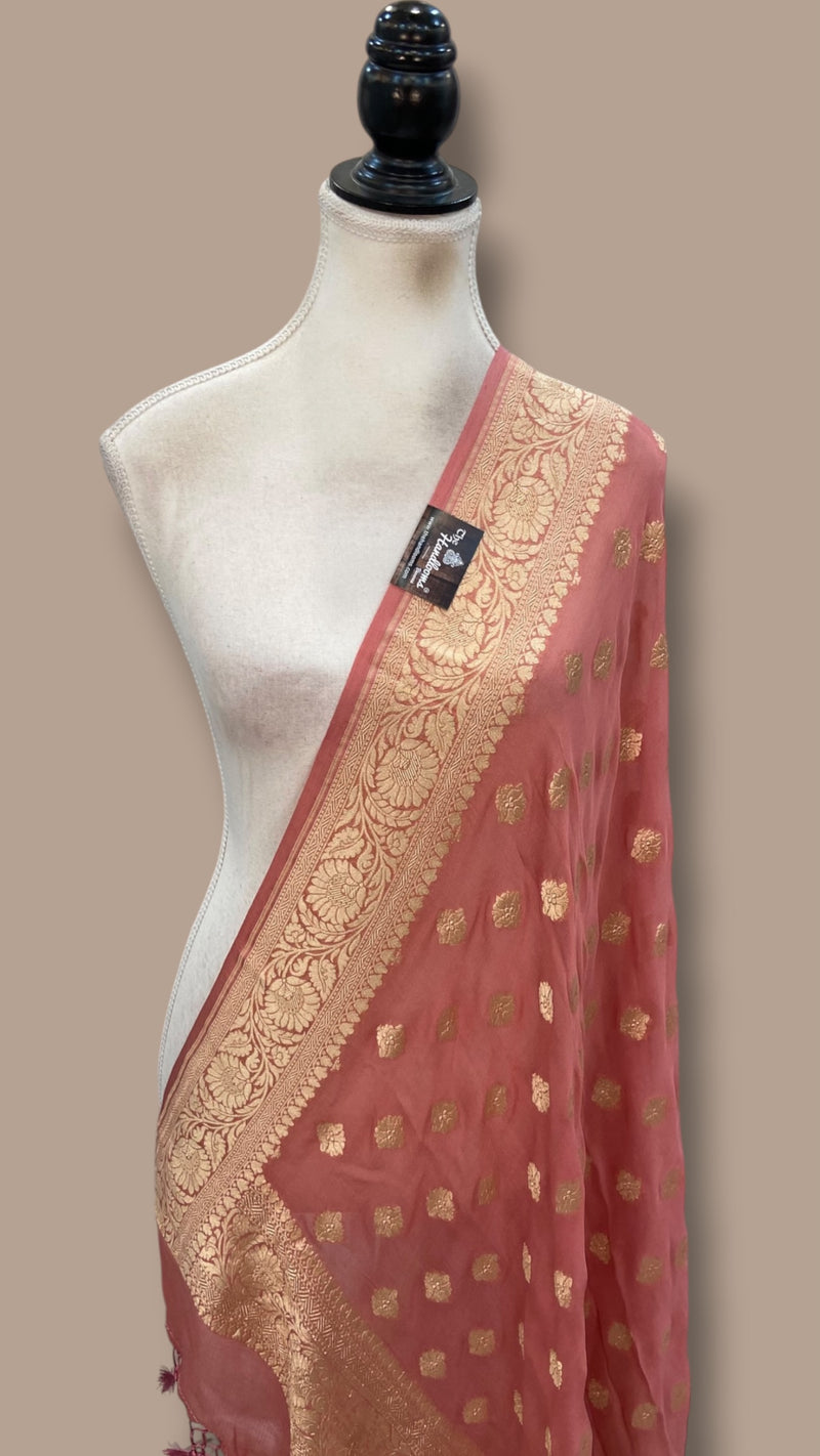Khaddi Georgette Handloom Banarasi Dupatta - The Handlooms