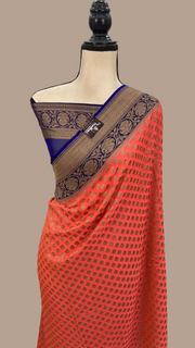 Khaddi Georgette Handloom Banarasi Saree -  Antique zari - The Handlooms