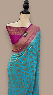 Khadki Georgette Banarasi Saree -  Antique zari - The Handlooms