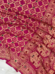 Pure Georgette Banarasi Bandhej Handloom Saree - The Handlooms