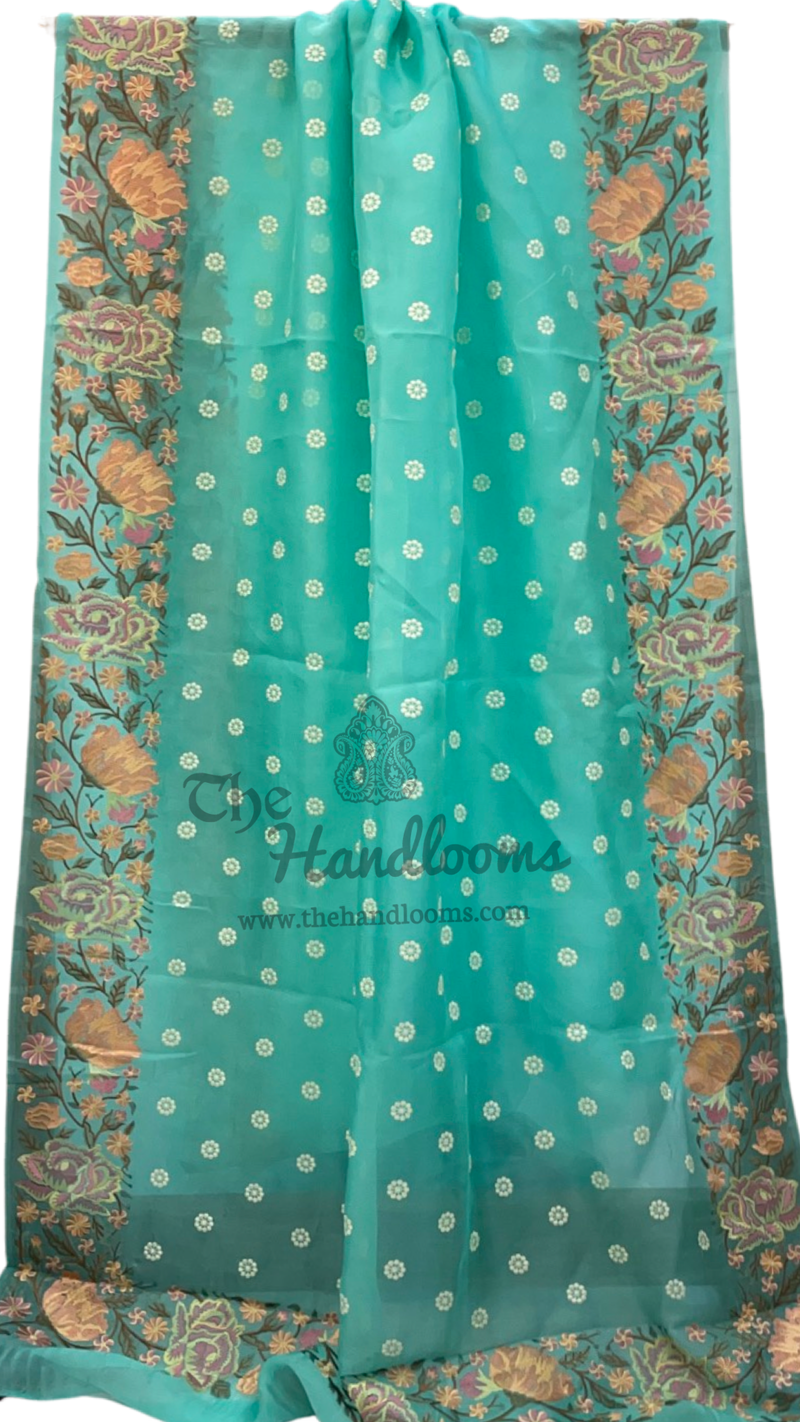 Pure Organza Chikankari Handloom Banarasi Saree - The Handlooms