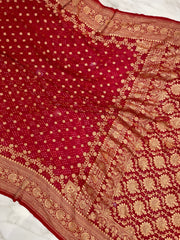 Pure Georgette Banarasi Bandhej Handloom Saree - The Handlooms