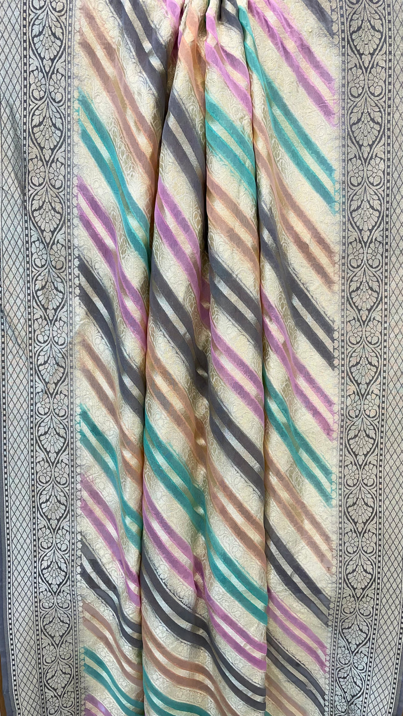 Pure Khaddi Georgette Dupatta - water zari - The Handlooms