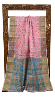 Tussar Silk Handloom Banarasi Saree With Chikankari - The Handlooms