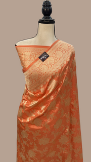 Pure Katan Silk Banarasi Handloom Saree - All Over Jaal Work - The Handlooms