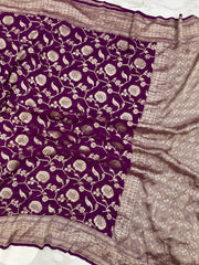 Khaddi Georgette Handloom Banarasi Saree - The Handlooms