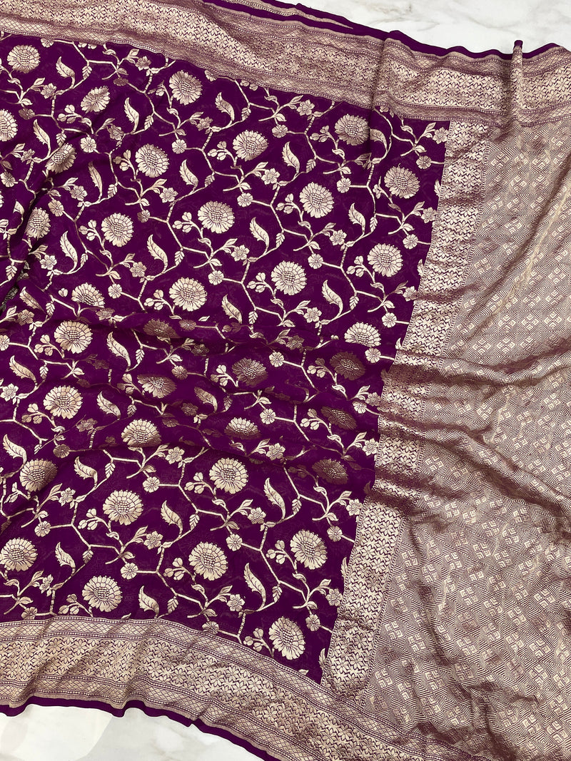 Khaddi Georgette Handloom Banarasi Saree - The Handlooms