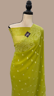 Pure Georgette Chikankari Handloom Banarasi Saree - The Handlooms