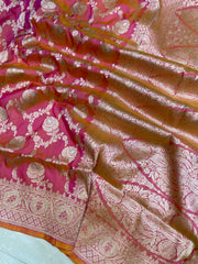 Pure Katan Silk Banarasi Handloom Saree - All over Sona Roopa Jaal work - The Handlooms
