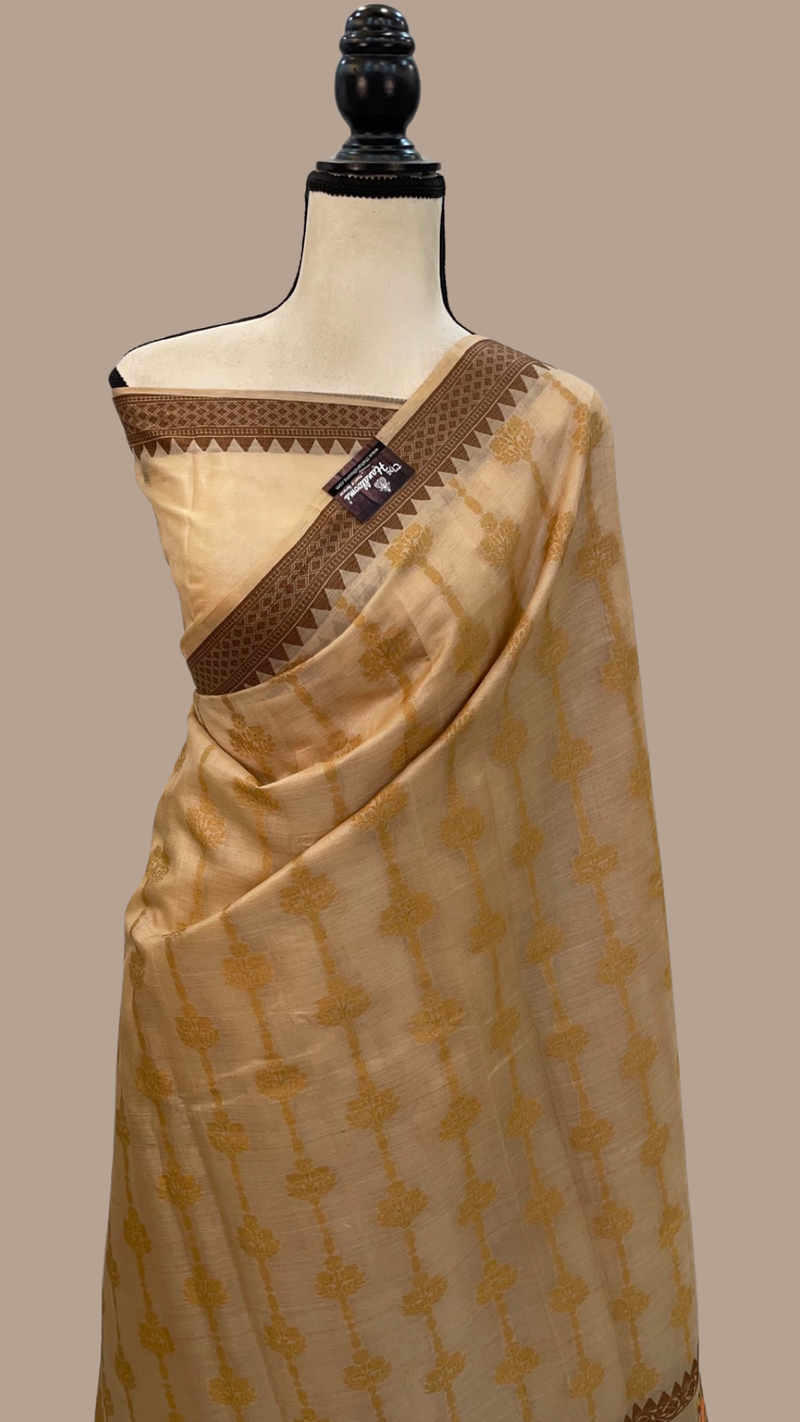 Pure Tussar Silk Handloom Banarasi Saree - The Handlooms