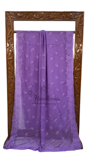 Pure Georgette Chikankari Handloom Banarasi Saree - The Handlooms