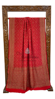 Pure Khaddi Crepe Georgette Banarasi Saree - Antique zari - The Handlooms