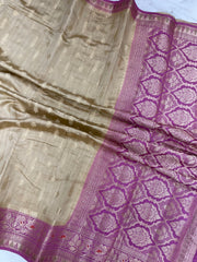 Pure Dupion Silk Banarasi Saree - Gold Zari - The Handlooms