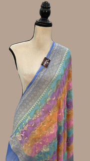 Pure Khaddi Georgette Dupatta - water zari - The Handlooms