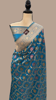 Pure Katan Silk Banarasi Handloom Saree - All over Jaal work - With Meenakari - The Handlooms