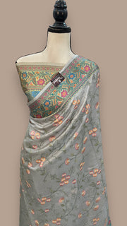Tussar Silk Handloom Banarasi Saree With Chikankari - The Handlooms