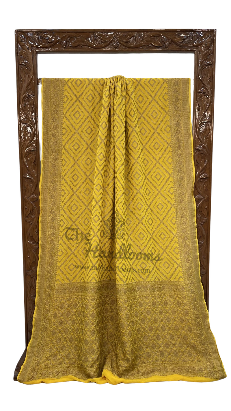 Khaddi Crepe Georgette Banarasi Saree -  Antique zari - The Handlooms