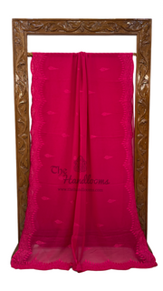 Pure Georgette Chikankari Handloom Banarasi Saree - The Handlooms