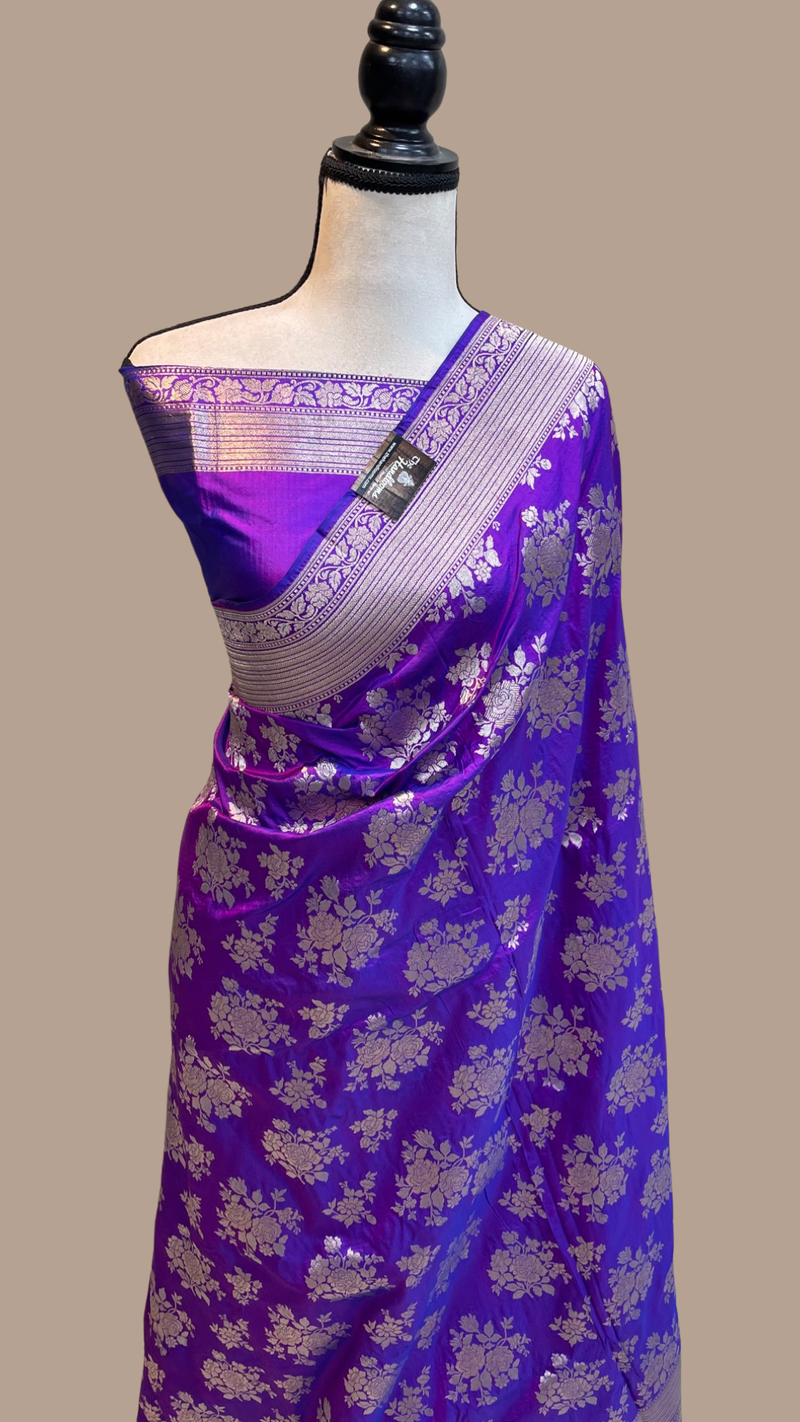 Pure Katan Silk Banarasi Handloom Saree - All over Jaal work - The Handlooms
