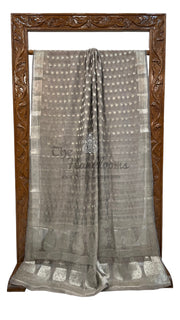 Pure Kora Tissue Crush Handloom Banarasi Saree - The Handlooms