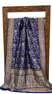 Pure Katan Silk Banarasi Handloom Saree - All over Sona Roopa Jaal work - The Handlooms