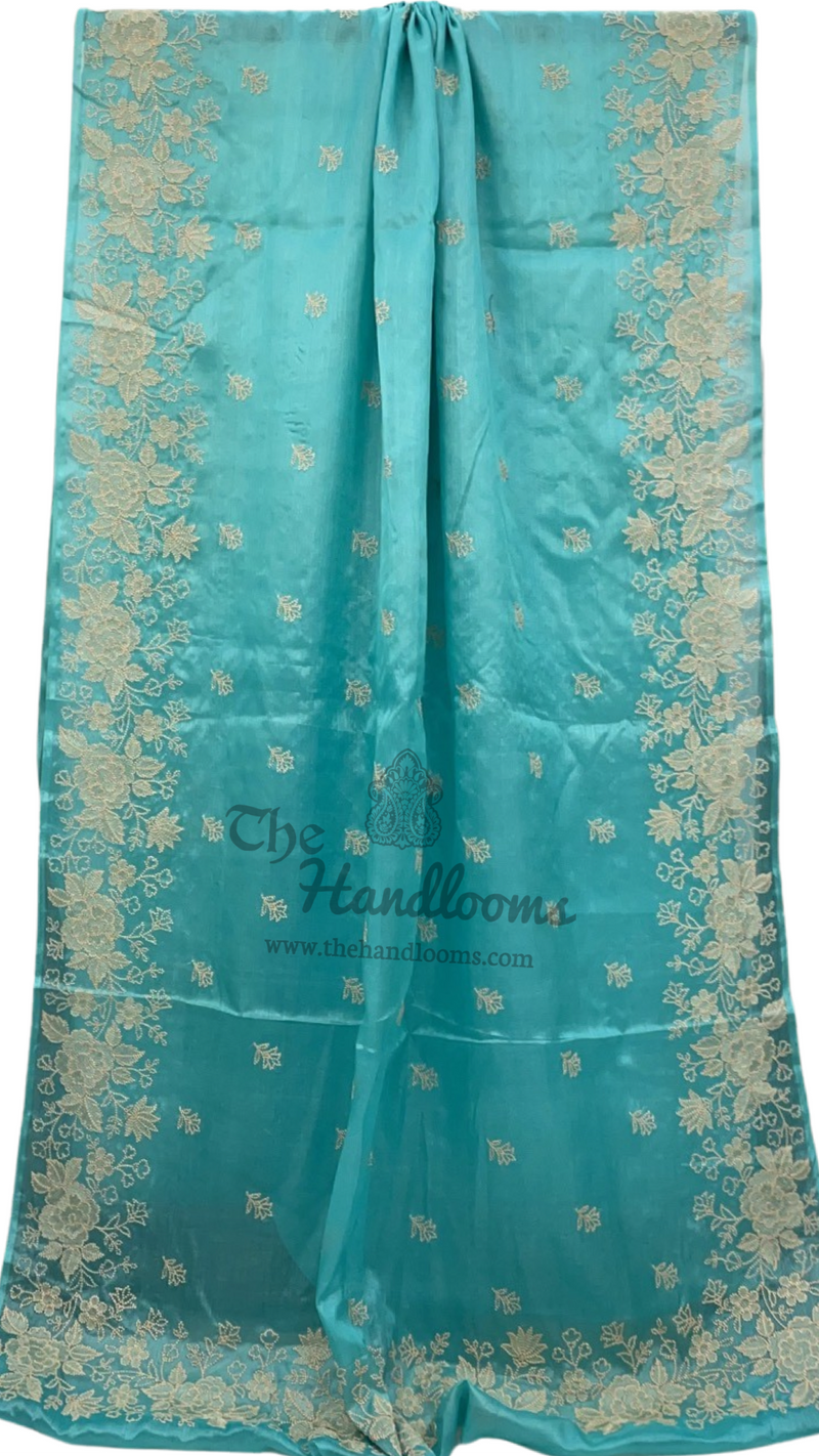 Tussar Silk Handloom Banarasi Saree With Chikankari - The Handlooms