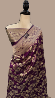 Pure Katan Silk Banarasi Handloom Saree - All over jaal work - The Handlooms
