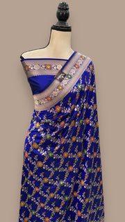 Pure Katan Silk Banarasi Handloom Saree - All over Jaal work with Meenakari - The Handlooms