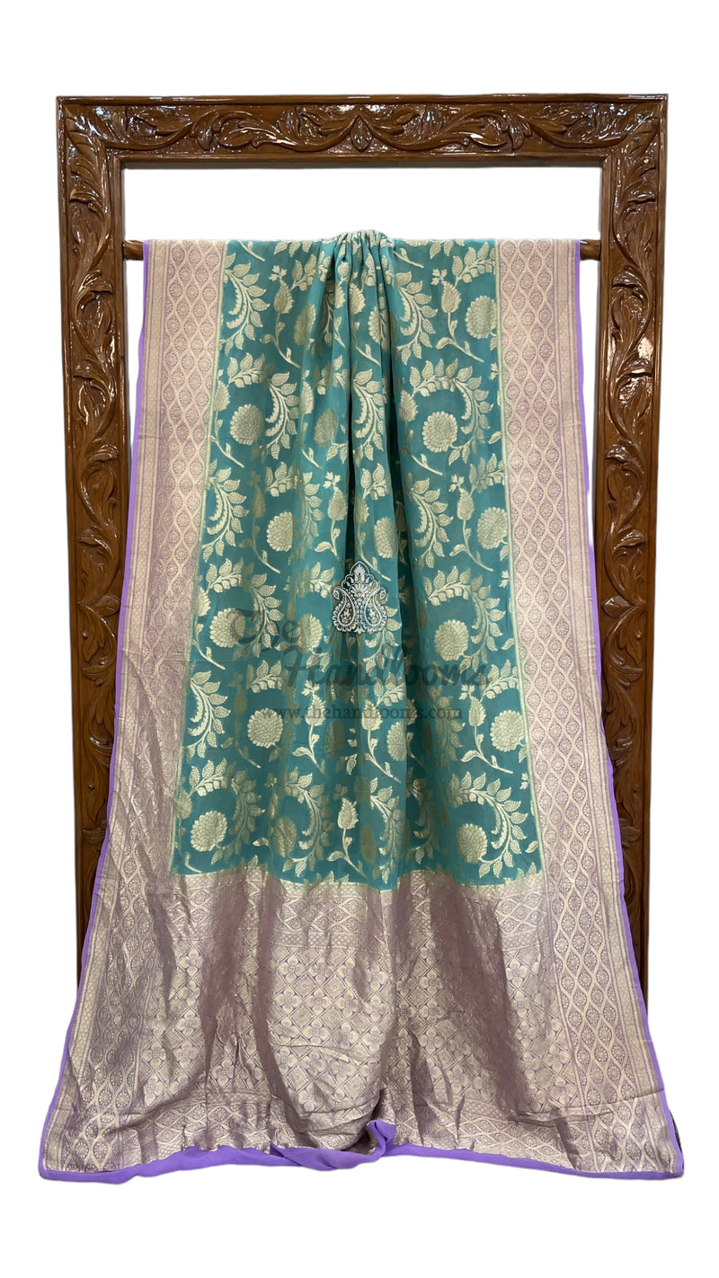 Pure Khaddi Georgette Handloom Banarasi Saree - Water zari - The Handlooms