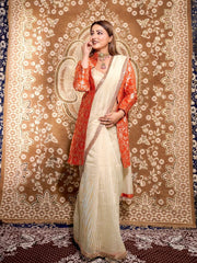 Hina Khan in Pure Kora Tissue Handloom Banarasi Saree With Lace - The Handlooms