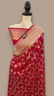 Pure Katan Silk Banarasi Handloom Saree - All Over Jaal Work - The Handlooms