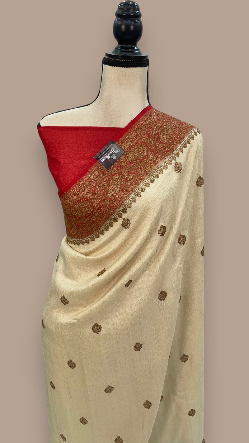 Tussar Georgette Handloom Banarasi Saree - All over kadua work - The Handlooms