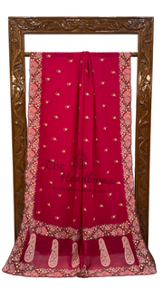 Pure Georgette Chikankari Handloom Banarasi Saree - The Handlooms